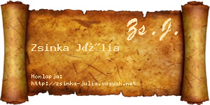 Zsinka Júlia névjegykártya